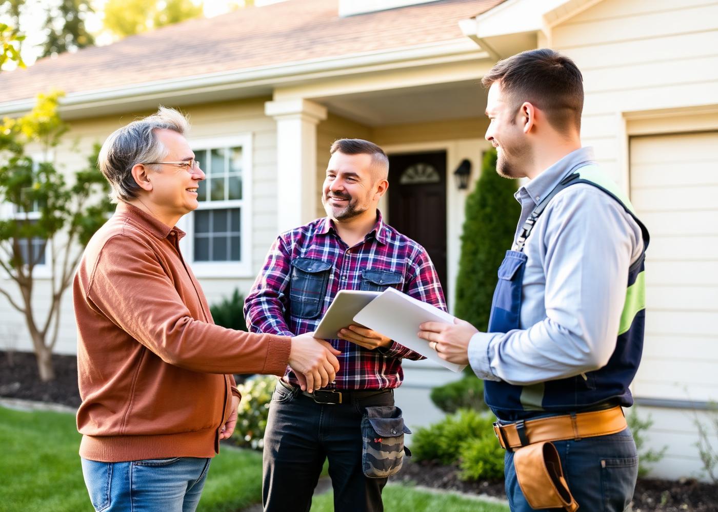 Pro-Resto specialist meeting a homeowner and insurance adjuster on-site